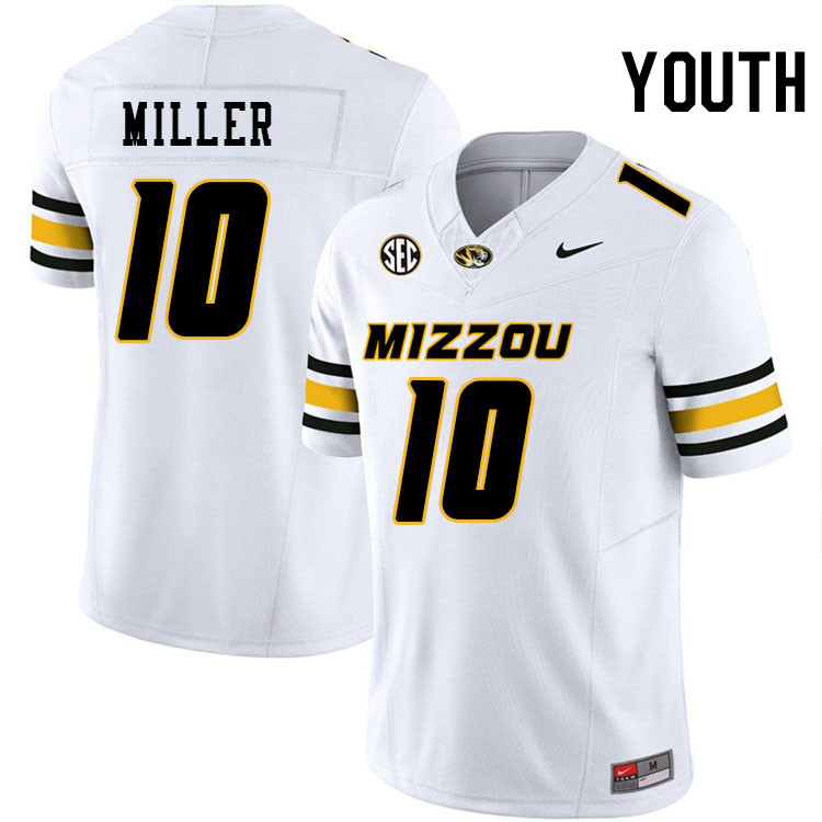 Youth #10 Mekhi Miller Missouri Tigers College Football Jerseys Stitched-White